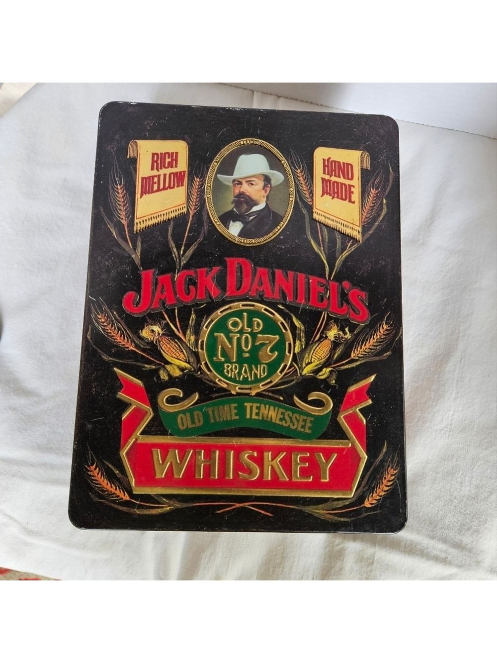 Vintage Jack Daniels No. 7 Old Time Tennessee Whiskey Tin Hinged Container